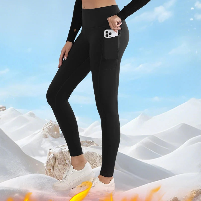 Women's Thick Warm High Waist Leggings with Convenient Pockets