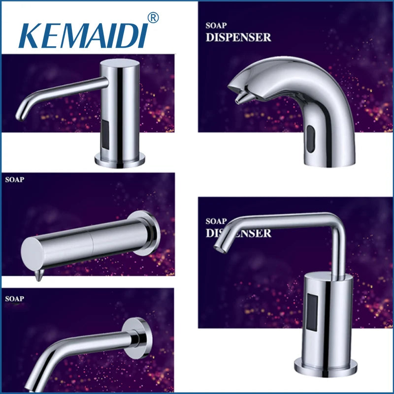 Bộ vòi kim loại màu bạc sáng bóng, nền tím trang trí hoa văn ánh sáng.