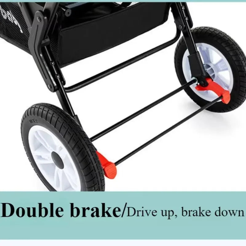 Premium Foldable Lightweight Double Stroller, Front and Back, Safe