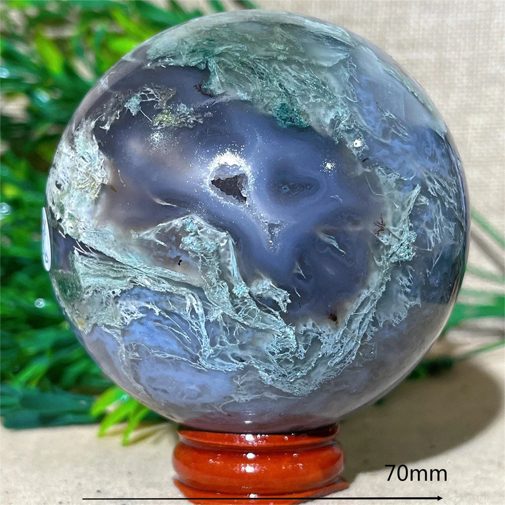 Moss Agate Ball - Spiritual Power &amp; Decoration