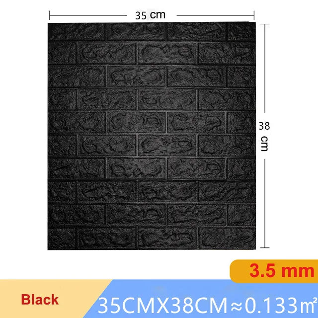 20pcs 35m*38.5cm 3DWall Sticker Solid Color Faux Brick Bedroom Home Decor Waterproof Self Adhesive DIY Living Room Wallpaper