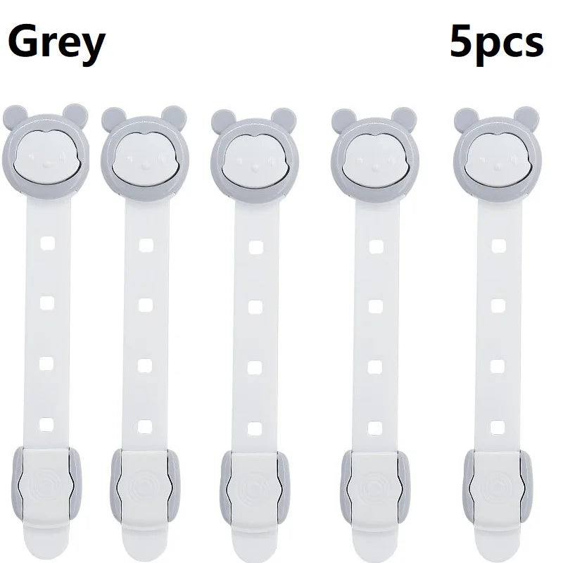 5Pcs 5 Speeds Adjustable Child NEW Safety Plastic Cabinet Lock Baby Protection for Refrigerators Security Drawer  Toilet Latches - Daisan Mart