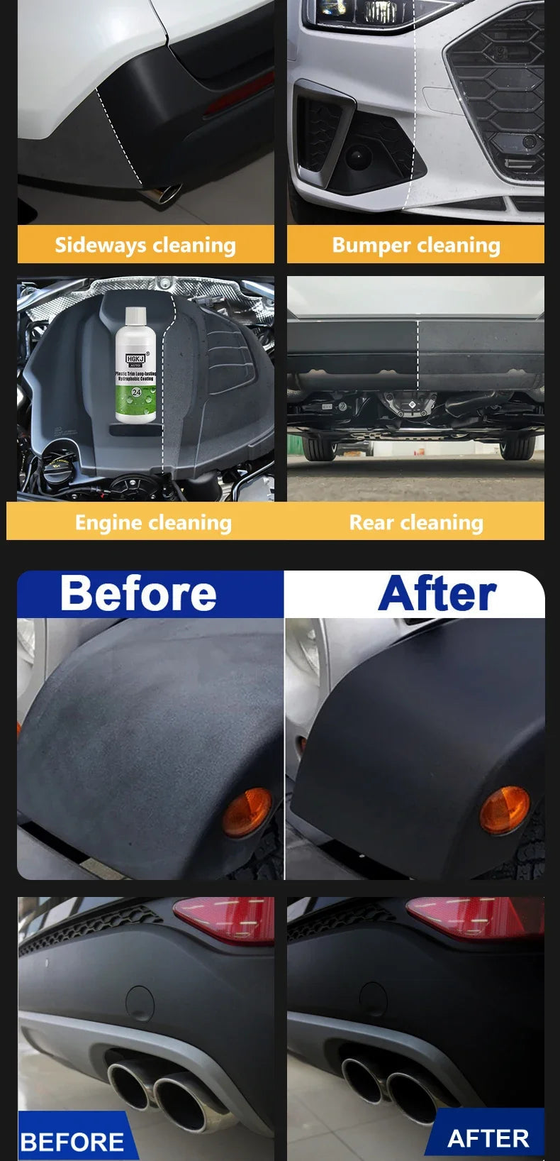 HGKJ 24 Long-Lasting Glossy Black Automotive Plastic Restoration Paint