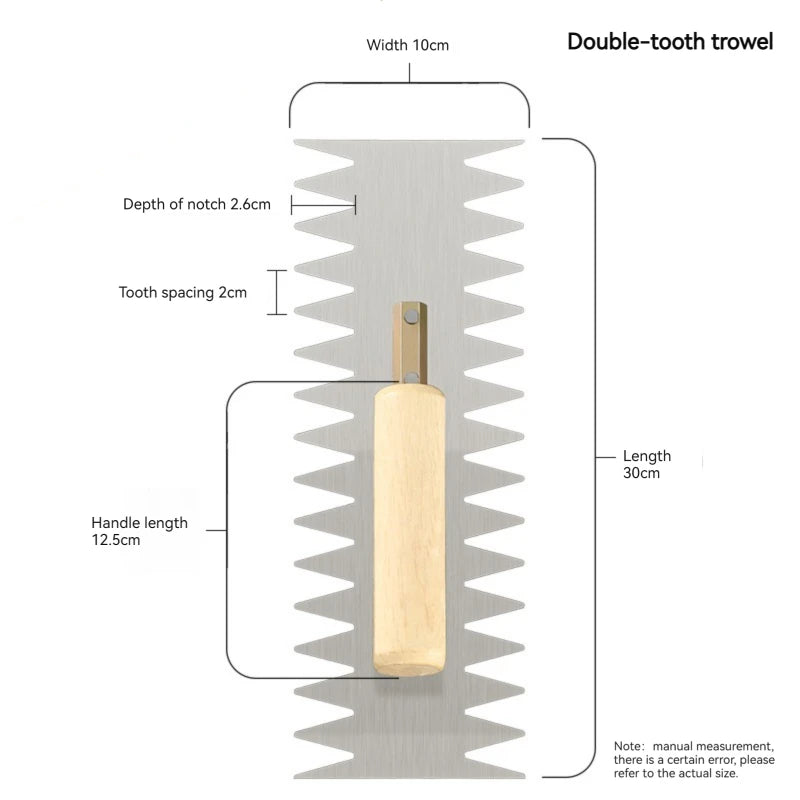 Serrated Trowel Tile Tiling Tool for Masons Workers Auxiliary Plastering Decoration Toothed Knife Ceramic Widened Large Boards