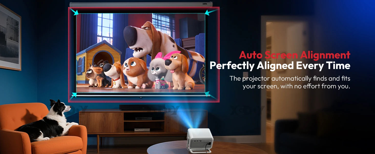 XGODY Gimbal N6 Pro 4K Projector Netflix Officially 700 Ansi Native 1080P Auto Focus Whale OS TV for Movie Home Theater - Daisan Mart