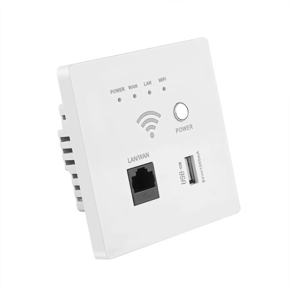Smart Wireless AP Relay 300Mbps Access Point WiFi Repeater Wifi Extender 220V Power Wall Embedded Router Panel USB Charger RJ45