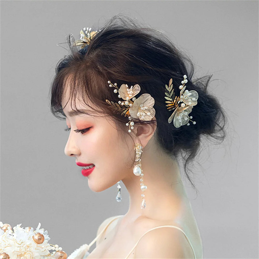 Kẹp Tóc Cô Dâu Ngọc Trai Hoa Pha Lê Lộng Lẫy