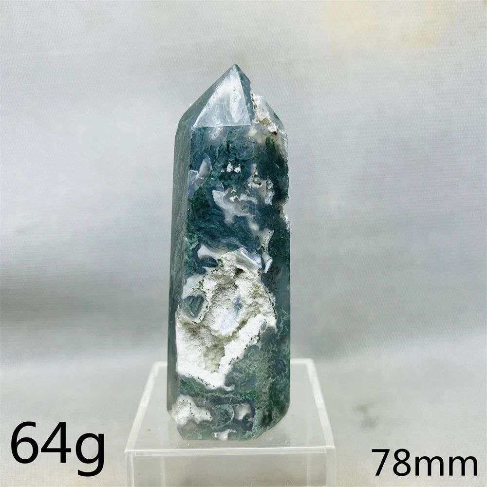 Natural Moss Agate Tower - Super Energy