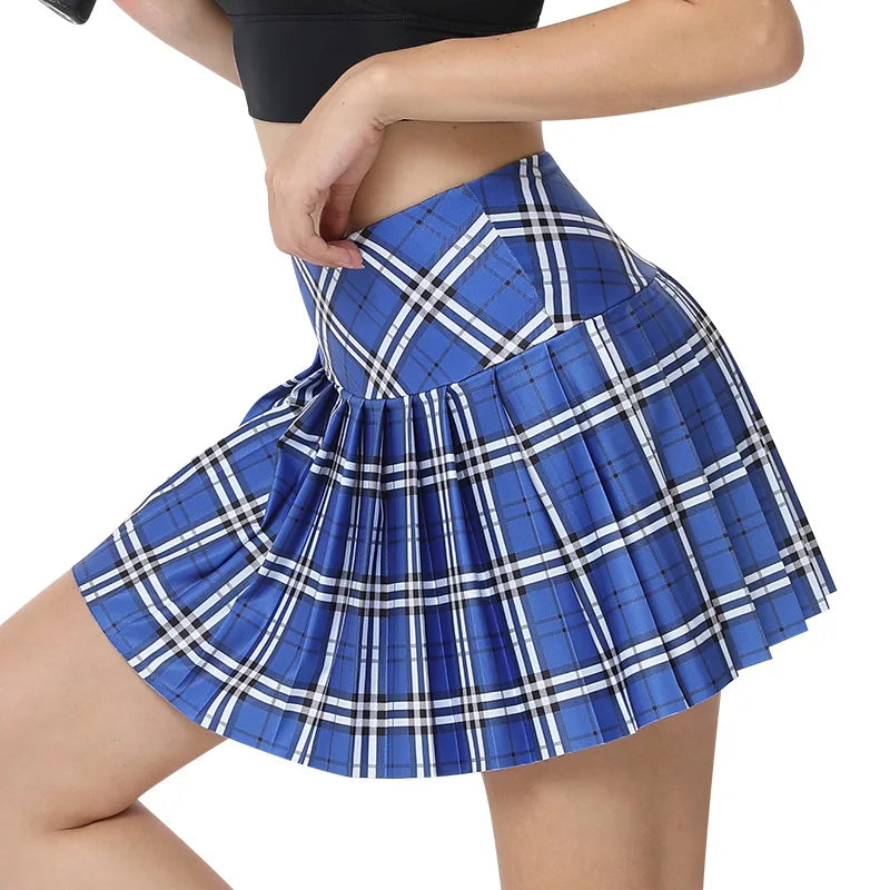Nadanbao Plaid Tennis Dress Women Pleated Mini Skater Skirts High Waist Plaid Short Skirt Women's Summer New College Style - Daisan Mart
