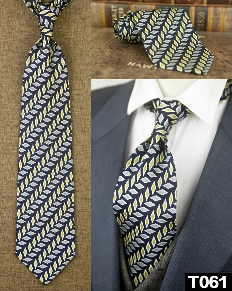 復古領帶，10厘米，100%真絲，抽象圖案