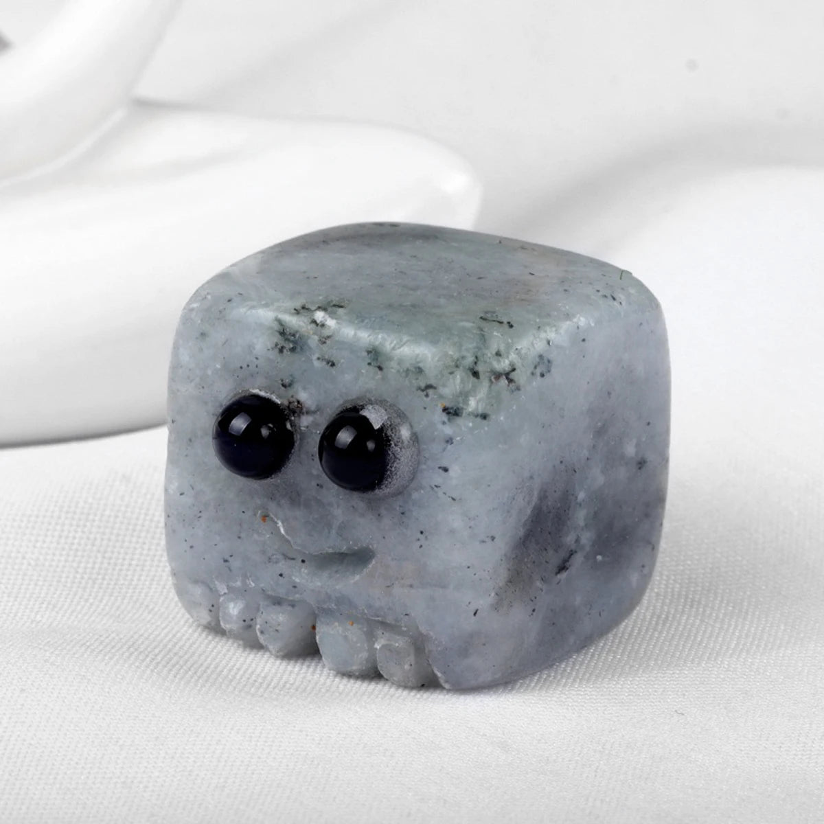 Natural Quartz Stone Block Carved Smile Reiki