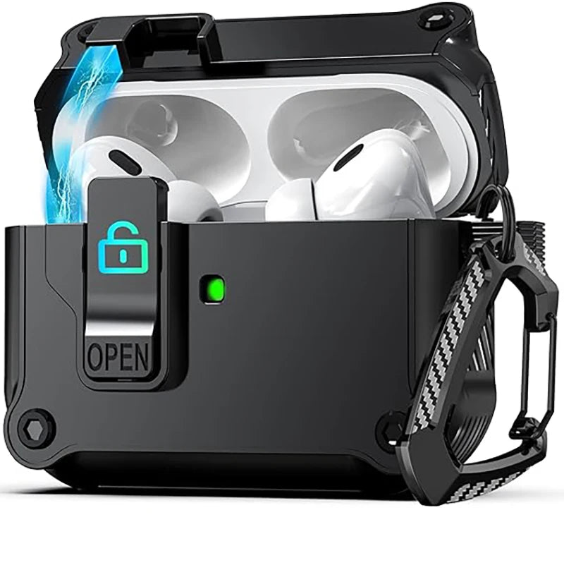 Security Lock Cover for AirPods Pro 3 2025 Case for AirPods Pro3 Pro 3rd Gen 2025 Cases Shockproof PC Headphone Fundas With Hook