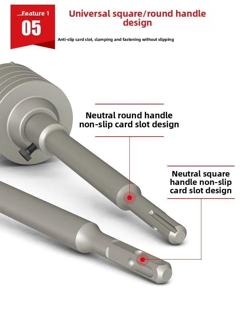 Wall hole opener drill bit impact drill set for drilling brick walls, air conditioning, concrete, and expanding water pipes.