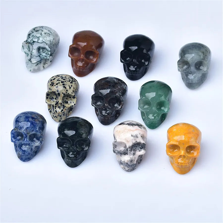 Natural Gemstone Skull Carved Feng Shui 50mm