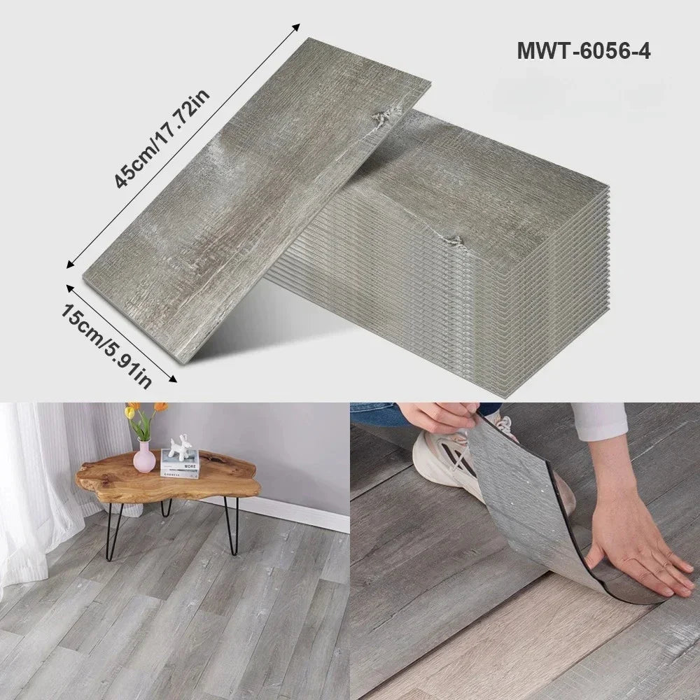 45x15cm Floor Sticker Wall Sticker Modern Self-adhesive Thick PVC Wood Grain Floor Sticker Living Room Bedroom Decoration