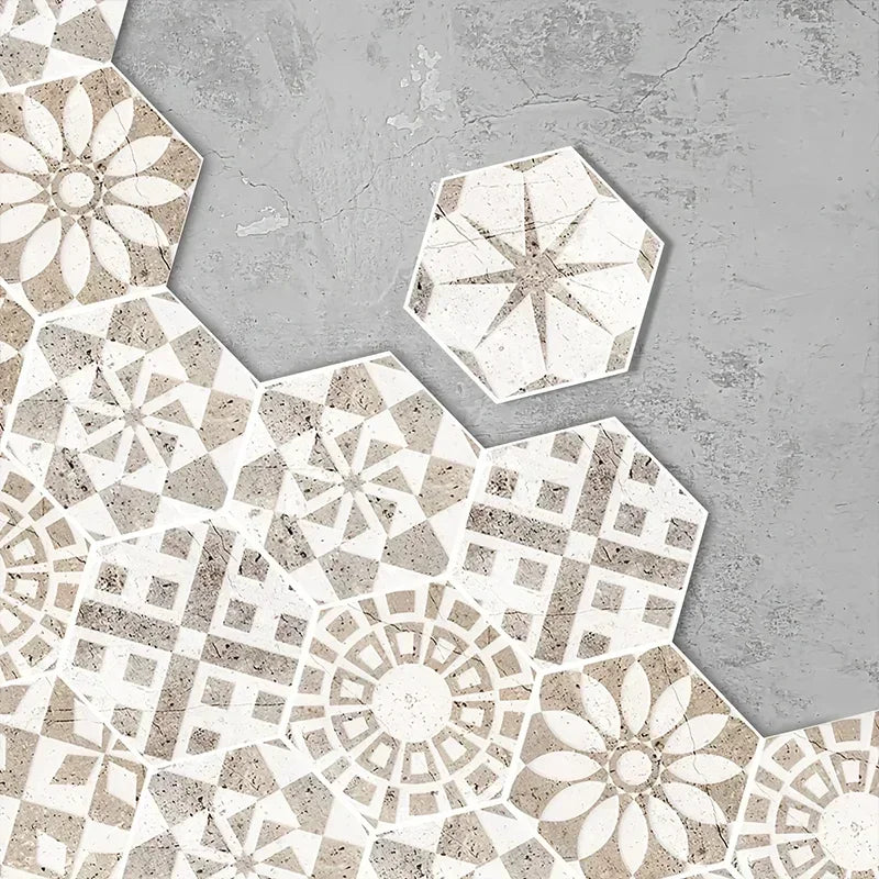 22PCS Self-adhesive Moroccan Style Hexagonal Diagonal Floor Stickers Non-slip Waterproof Decals for Kitchen Bathroom Decoration