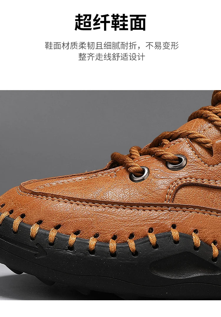 High Quality Men's Handmade Leather Shoes - Size 38-48, Anti-Slip
