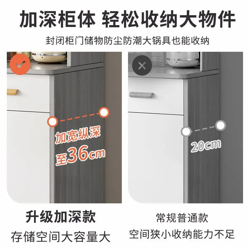 Multi-Tier Wall Mounted Integrated Kitchen Cabinet with Tea Storage