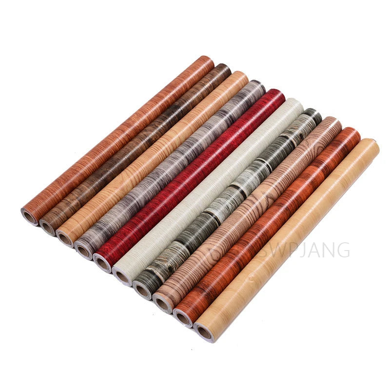Wood Grain Home Decor Furniture Waterproof Vinyl Wall Sticker Self Adhesive PVC Wallpaper Kitchen Cabinet Door Sticker