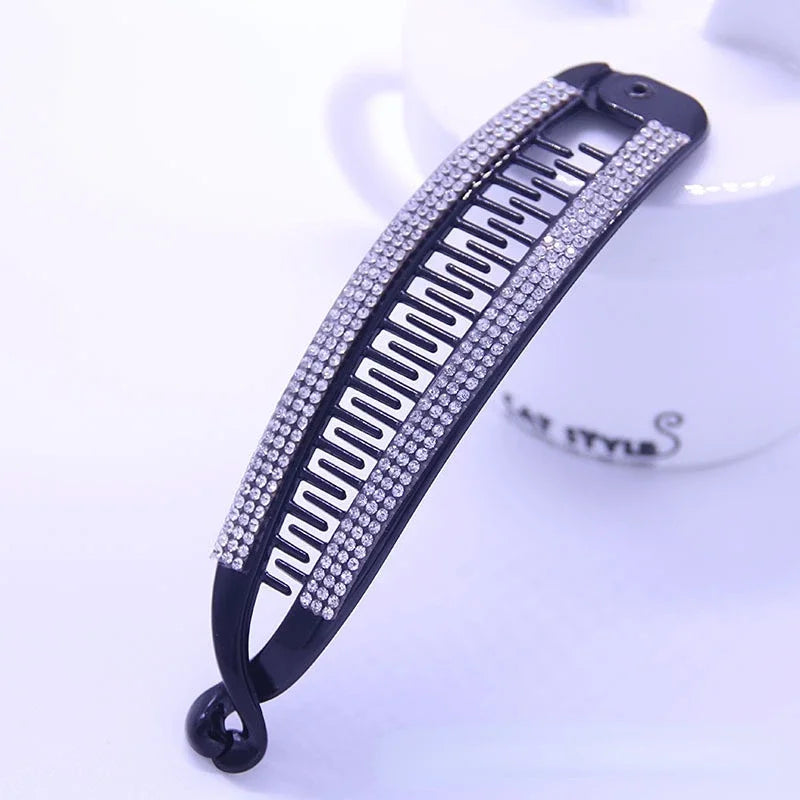 Stylish Black Rhinestone Banana Clip