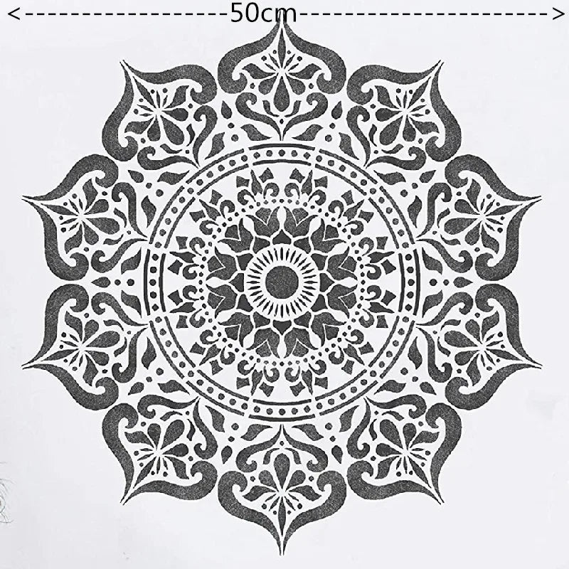 50*cm size diy craft mandala mold for painting stencils stamped photo album embossed paper card on wood, fabric, wall