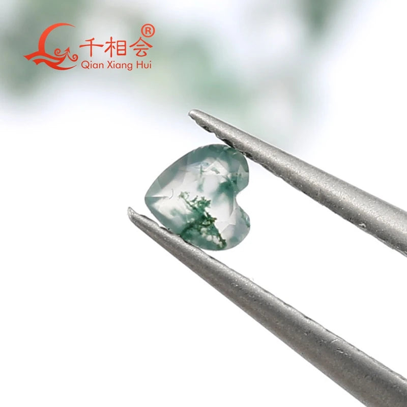 Natural Agate Moss Heart 3-4mm Jewelry