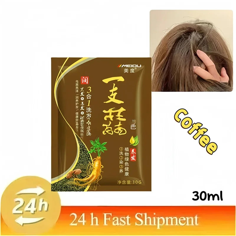 Dầu Gội Thảo Dược 3in1 Nhuộm Tóc Đen An Toàn 50ml