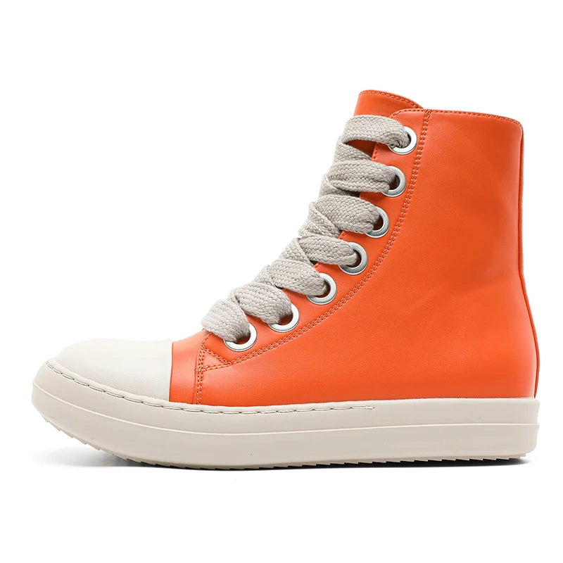 Unisex Autumn Winter High-Top Orange Sneakers Fashion