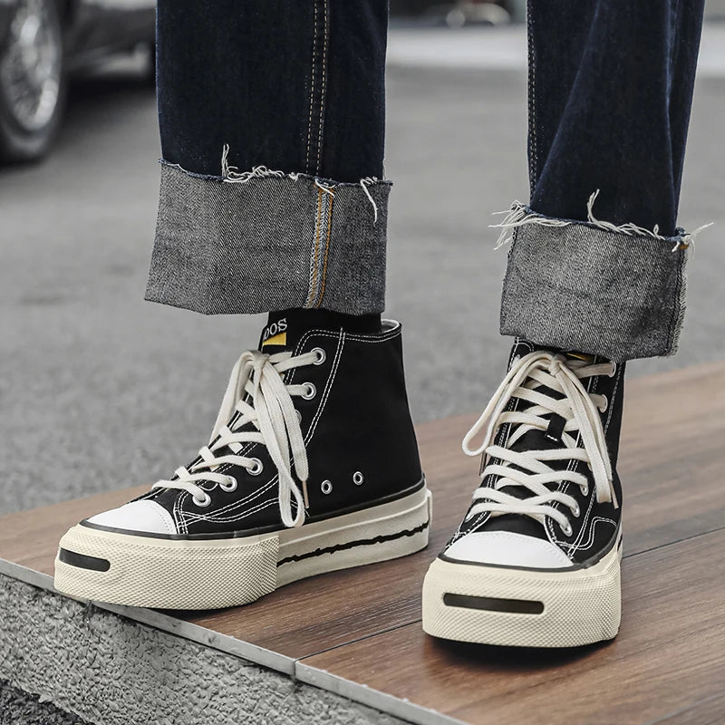 Giày Sneaker Nam Cổ Cao Phong Cách Đường Phố Xanh