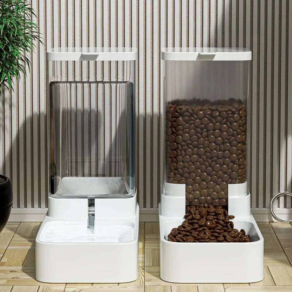 Pet automatic feeder cat water dispenser dog bowl medium-sized dog feeding water feeding basin combination food storage bucket - Daisan Mart
