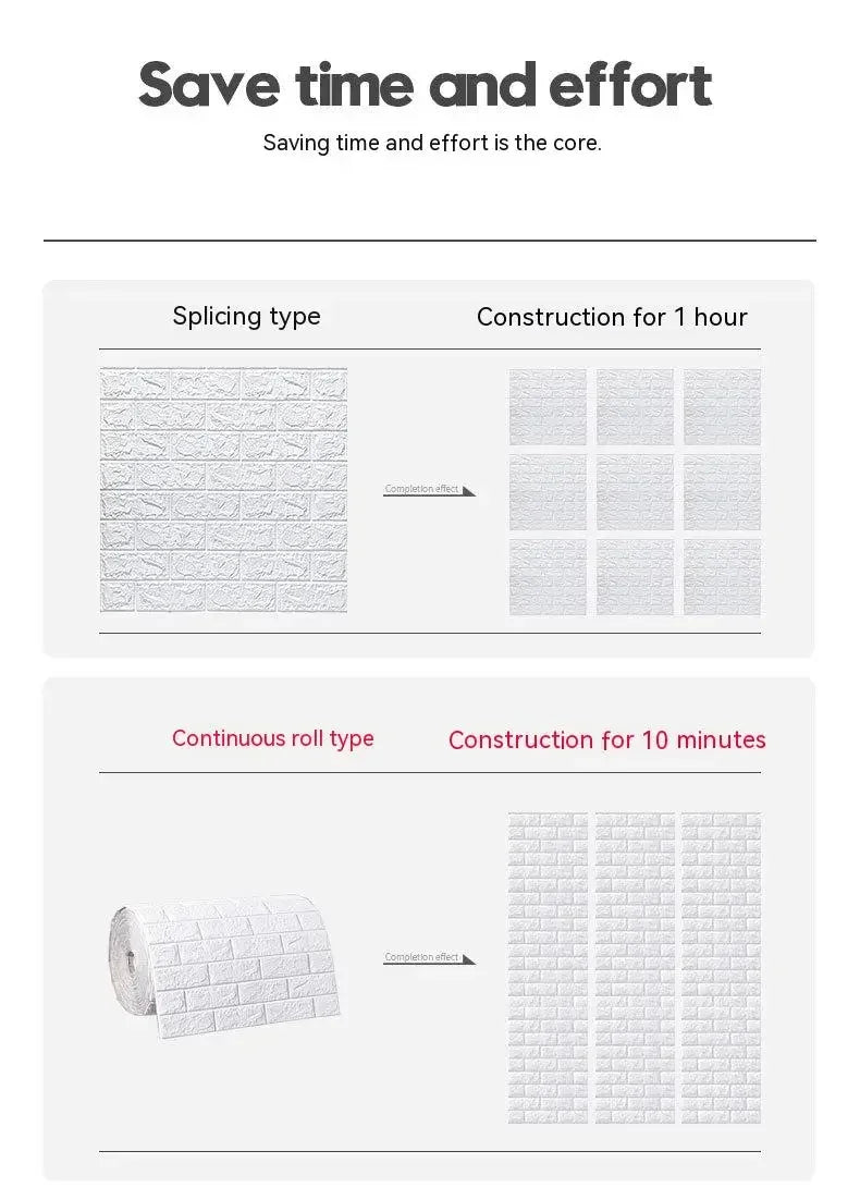 Giấy Dán Tường 3D Gạch Cổ Điển Chống Thấm 70cm