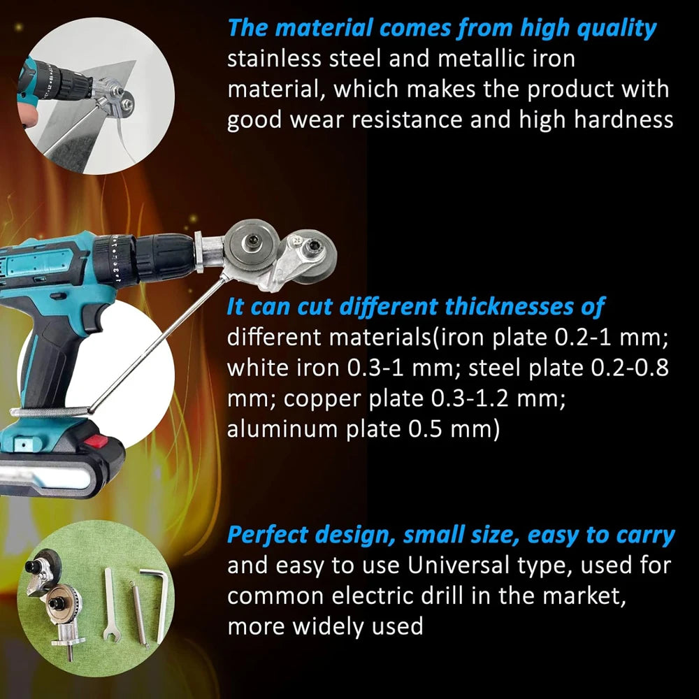 Electric Drill Plate Cutter Metal Nibbler Drill Attachment For DIY Sheet Metal Knife for Cutting Iron Steel Copper Aluminum
