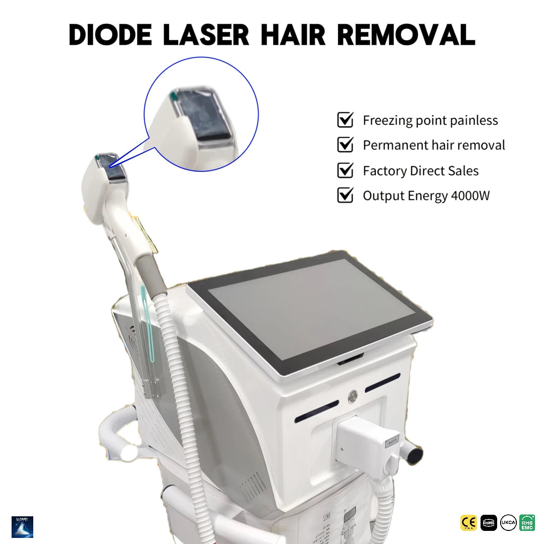 Painless Diode Laser Hair Removal Machine 755nm/808nm/940nm/1064nm 600W-1600W 60M Shots CE Certified For All Skin Types I-VI - Daisan Mart