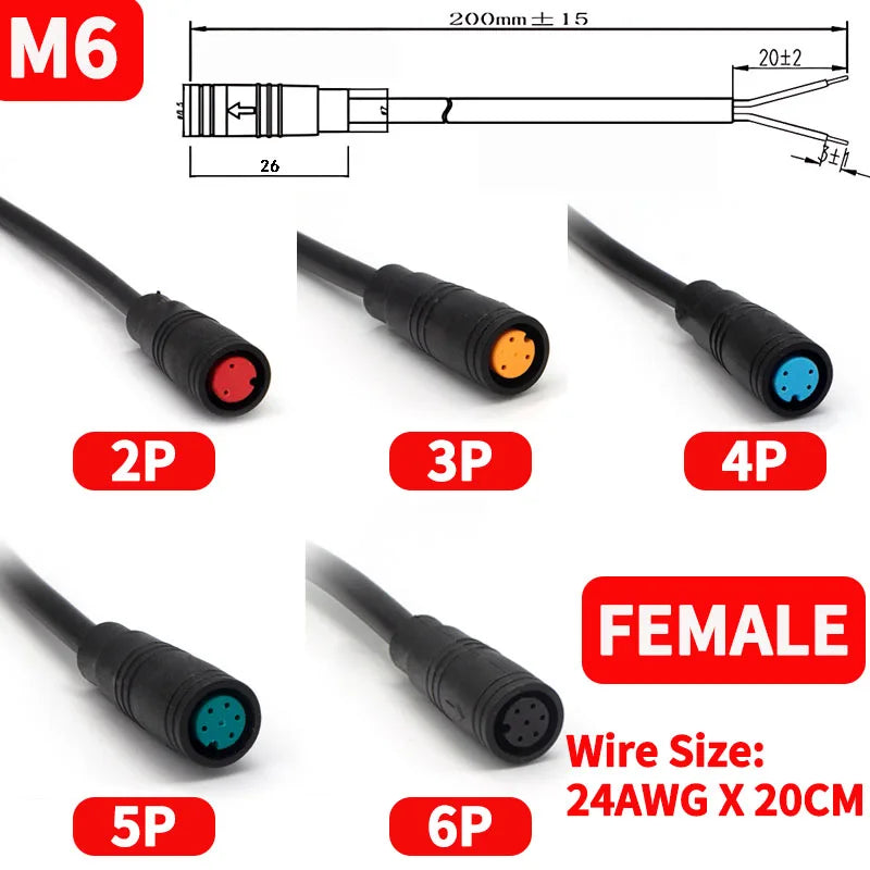 Đầu nối chống nước M6 M8 cho xe điện, kèm dây - Daisan Mart