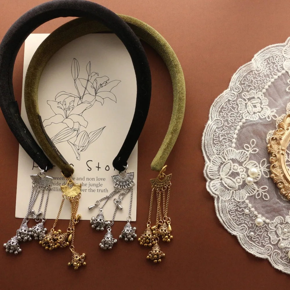 Vòng Tóc Hợp Kim Chuông Vintage Sang Trọng Lấp Lánh