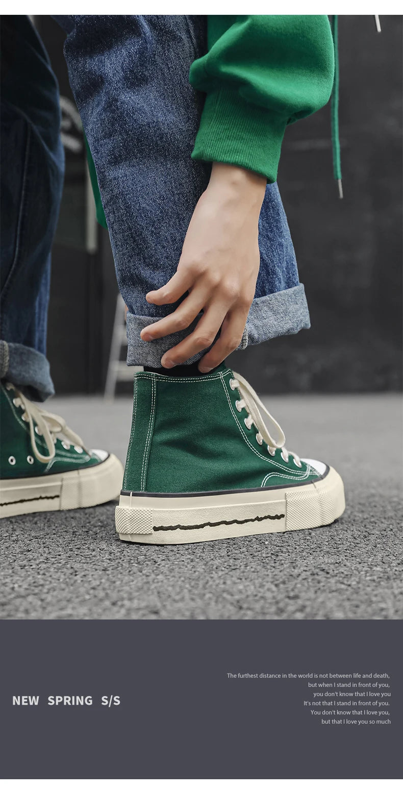 Giày Sneaker Nam Cổ Cao Phong Cách Đường Phố Xanh