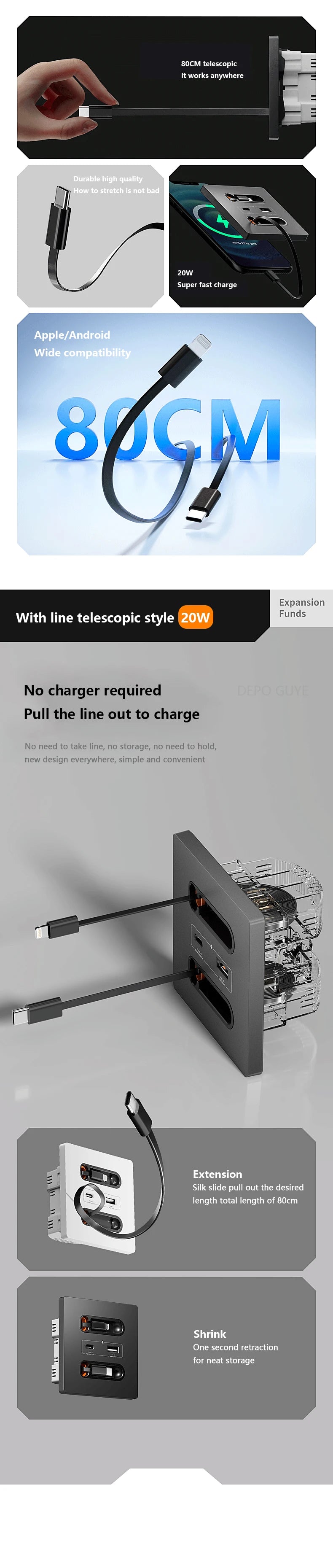 Ổ Cắm Thông Minh 20W Sạc Nhanh USB C Cho Điện Thoại - Daisan Mart