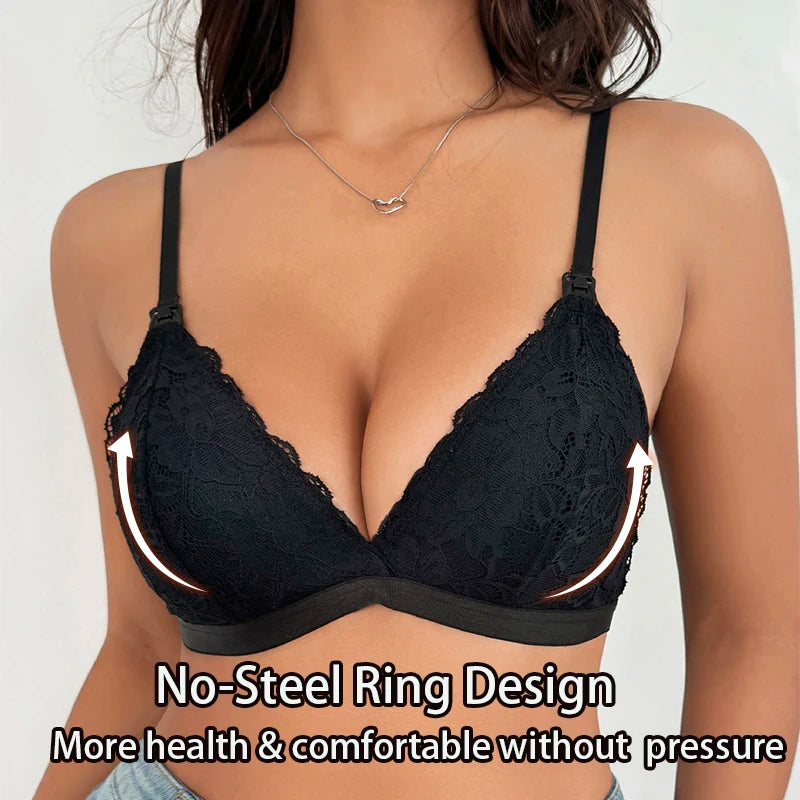 Underwire-free, push-up, breathable nursing bra