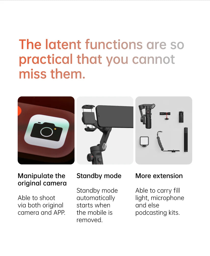 AOCHUAN Smart XE 3-Axis Handheld Gimbal Stabilizer for Smartphone iPhone Android Face Tracking Tiktok Vlog Live Streaming - Daisan Mart