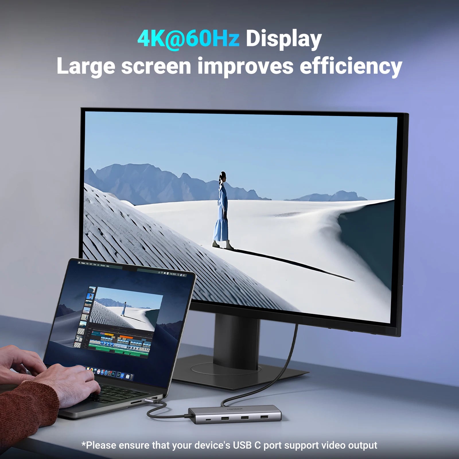 UGREEN 10Gbps USB C HUB 4K60Hz Type-C to HDMI RJ45 PD100W SD&TF USB Adapter for Macbook iPad Samsung Laptop Accessories Docking