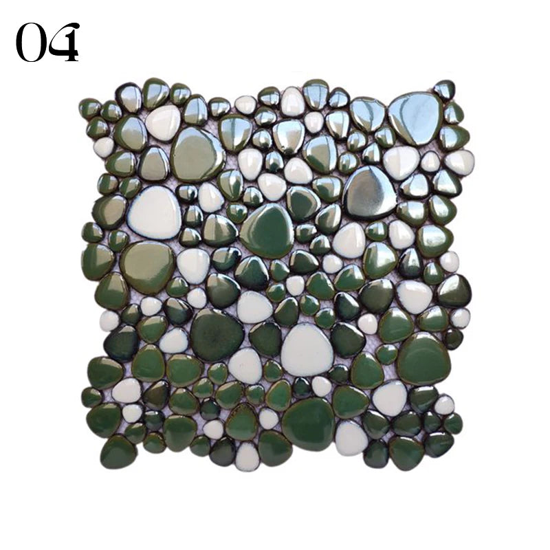 30x30cm Ceramic Pebble Mosaic Tiles Spa Pools Fish Ponds Bathrooms Anti-skid Wear-Resistant Floor Wall Decor Easy Cut Mesh Base