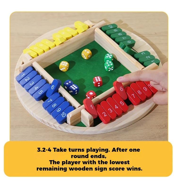 Round Flipping Game, Wooden Number Game, Shut The Box Dice Game - Parent-Child Board Game, Bar Party, Leisure Gambling Game