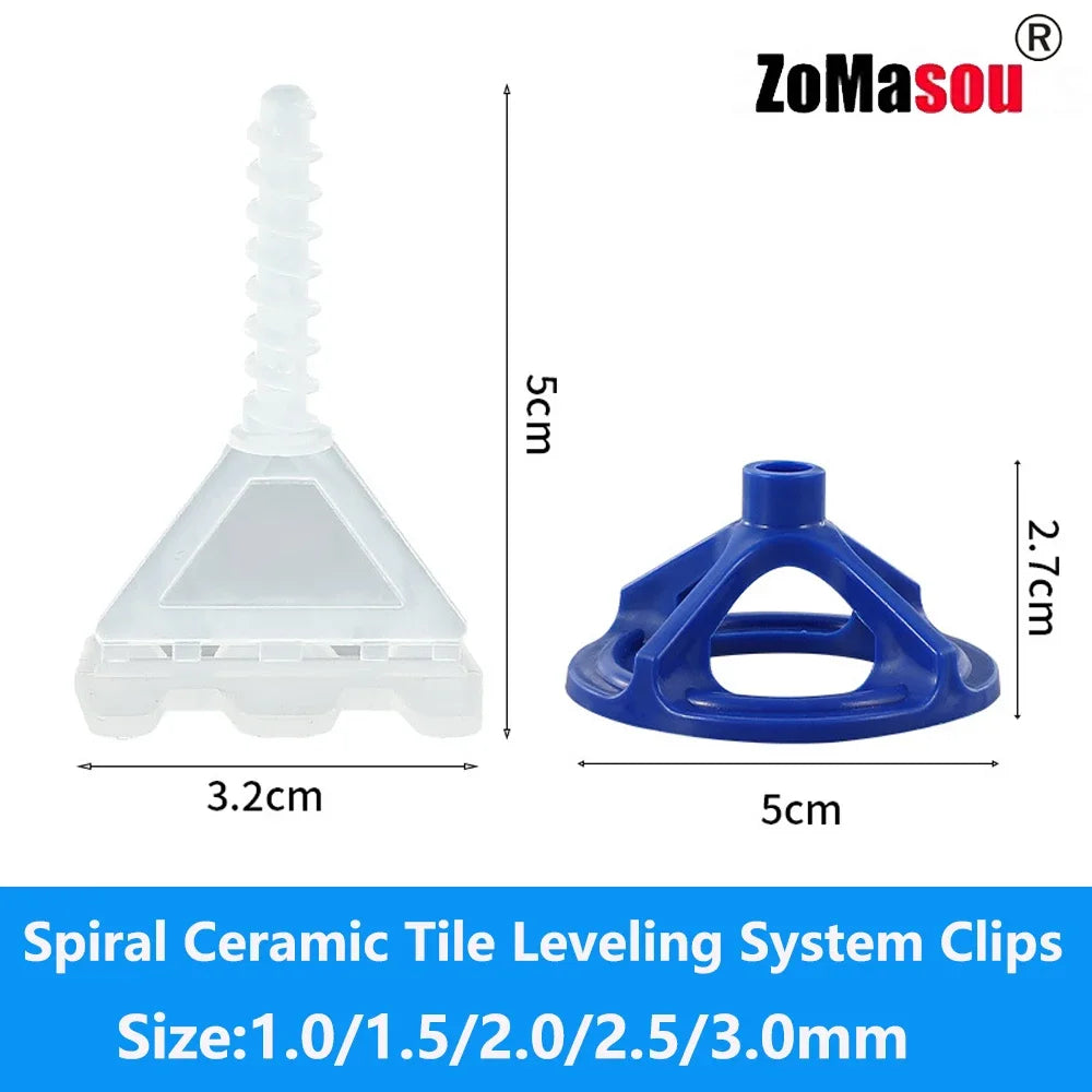 50-600Pcs Top Spiral Ceramic Tile Leveling System Clips Spacers Straps Wadge for Tile Laying Wall Floor Fixing Construction Tool
