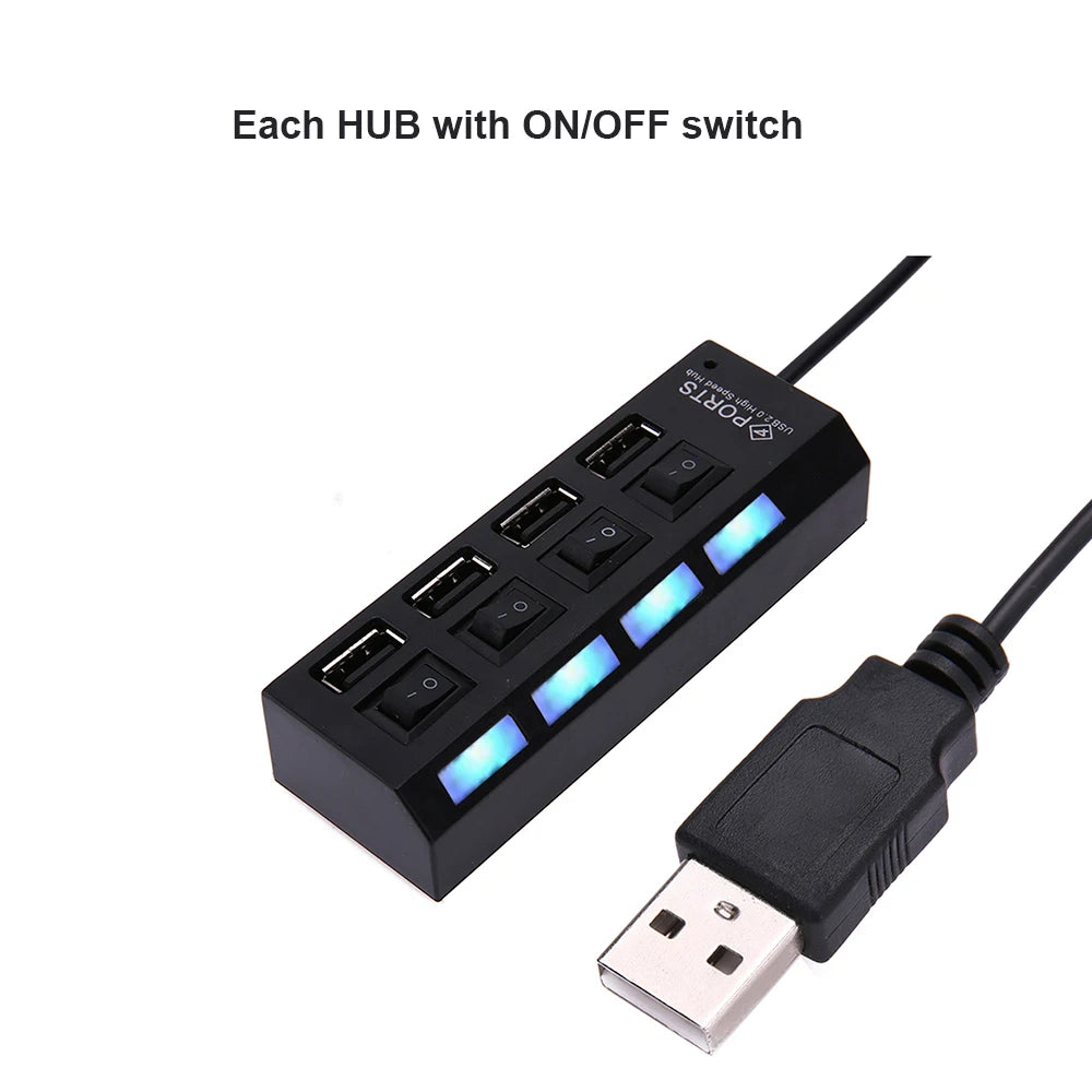 Hub USB 7 Cổng 2.0 Đa Năng với Công Tắc và Cáp Chuyển