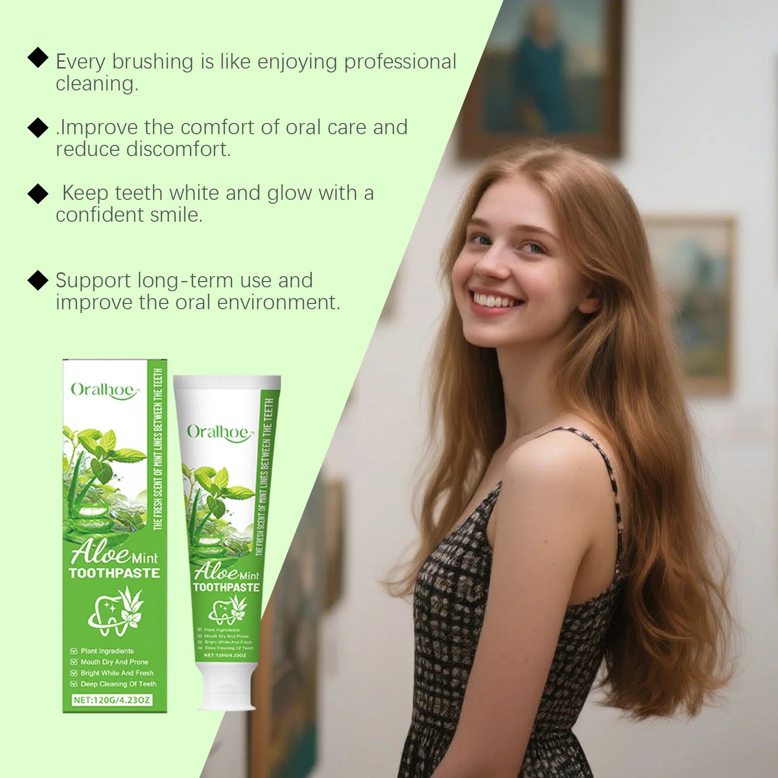 Aloe Vera Whitening Toothpaste Remove Yellowing Teeth Stain Calculus Repair Decay Fresh Oral Gentle Cleaning Brighten Toothpaste - Daisan Mart