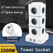Ổ Cắm Đứng 12 Ổ 4 USB Dây 1.8m Bảo Vệ Quá Tải - Daisan Mart