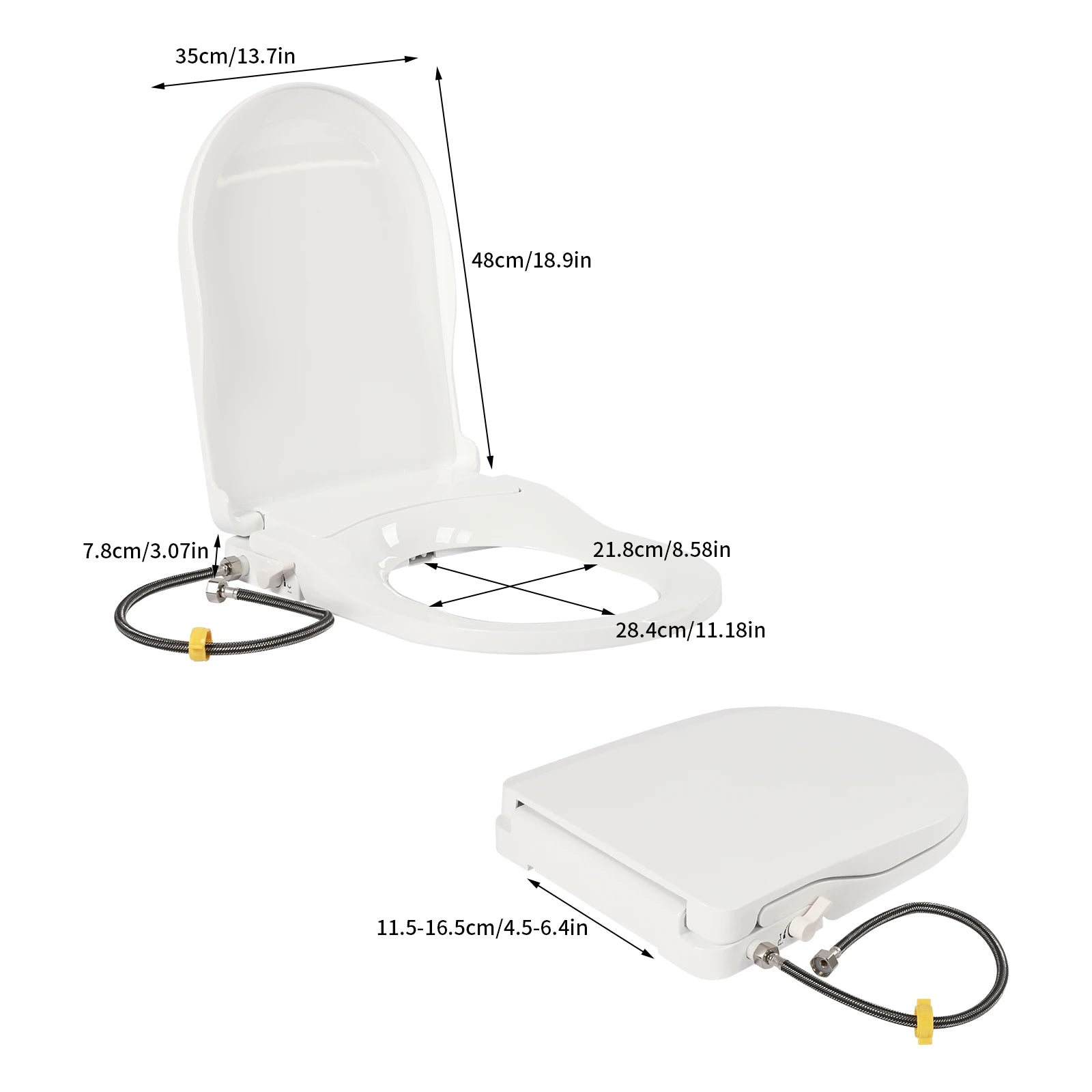 Non-Electric Bidet Toilet Seat White Dual Nozzle System - Bidet with Easy Installation Fits Elongated Toilets - Daisan Mart