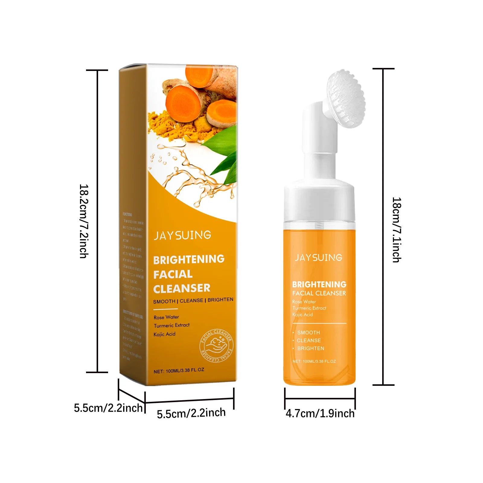 Brightening Facial Cleanser Turmeric Moisturize Nourish Acne Blackhead Remover Clean Pores Rejuvenation Wash Foam Face Cleanser