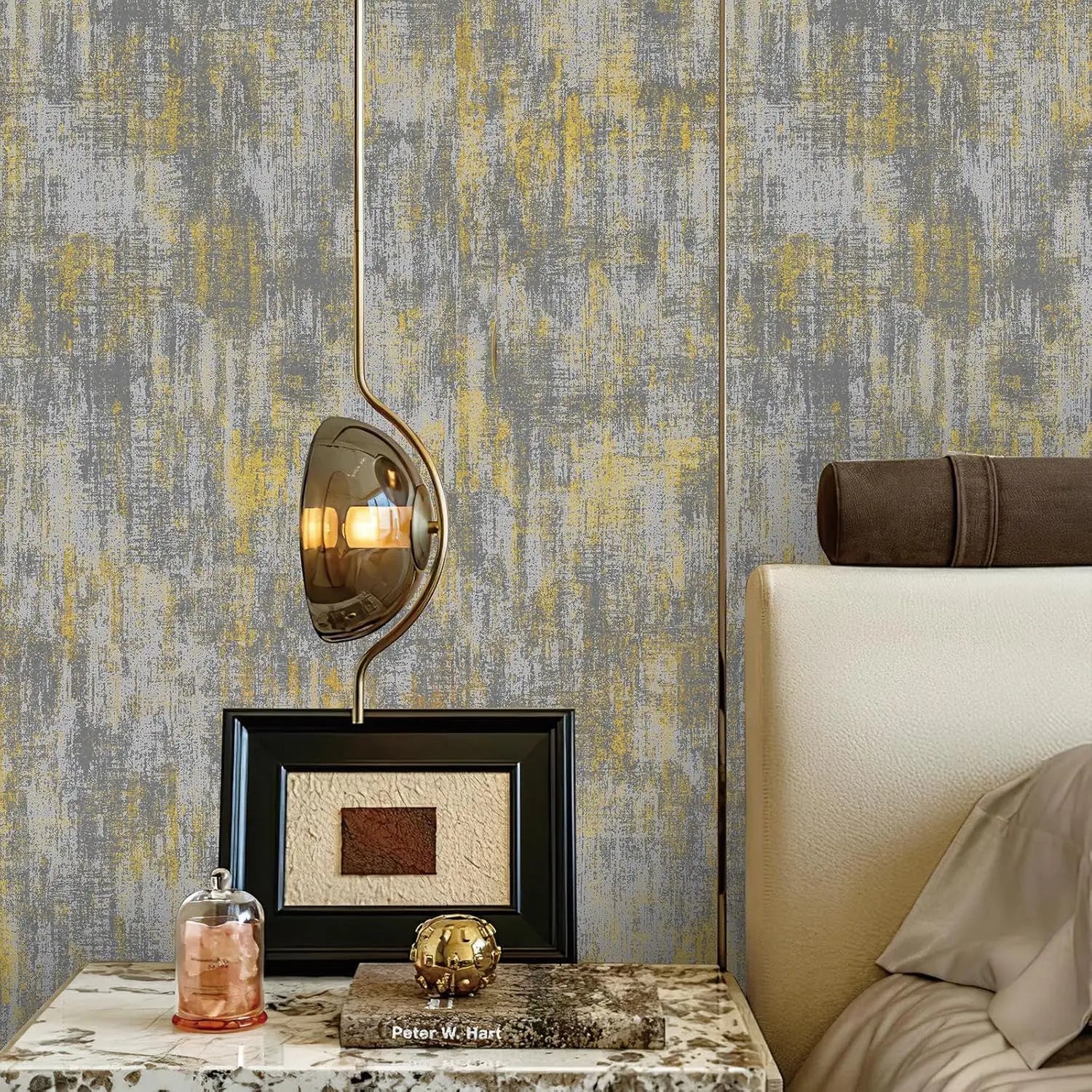 Vintage Black Gold Metallic Peel and Stick Wallpaper Self Adhesive Industrial Metallic Concrete Wall Paper Stick on Wallpaper