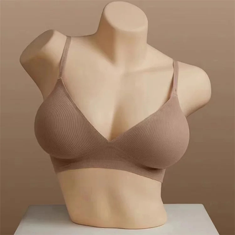 Sexy women's bra without underwire, deep V neck, personality straps